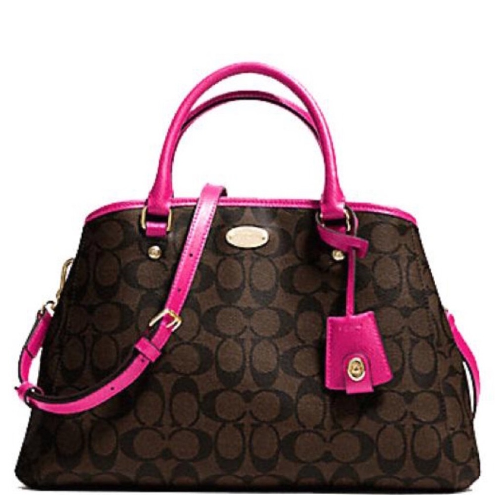 Coach Signature Small Margot Carryall Color IM/Brown/Cranberry F34608 New